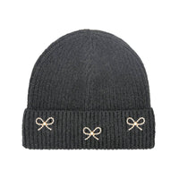 Pearl Bow Embellished Beanie