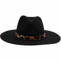 The Leopard Trim Wool Felt Brim Hat