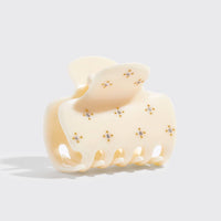 The Recycled Plastic Rhinestone Medium Puffy Claw Clip -Ivory