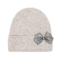 The Rhinestone Bow Cuff Beanie