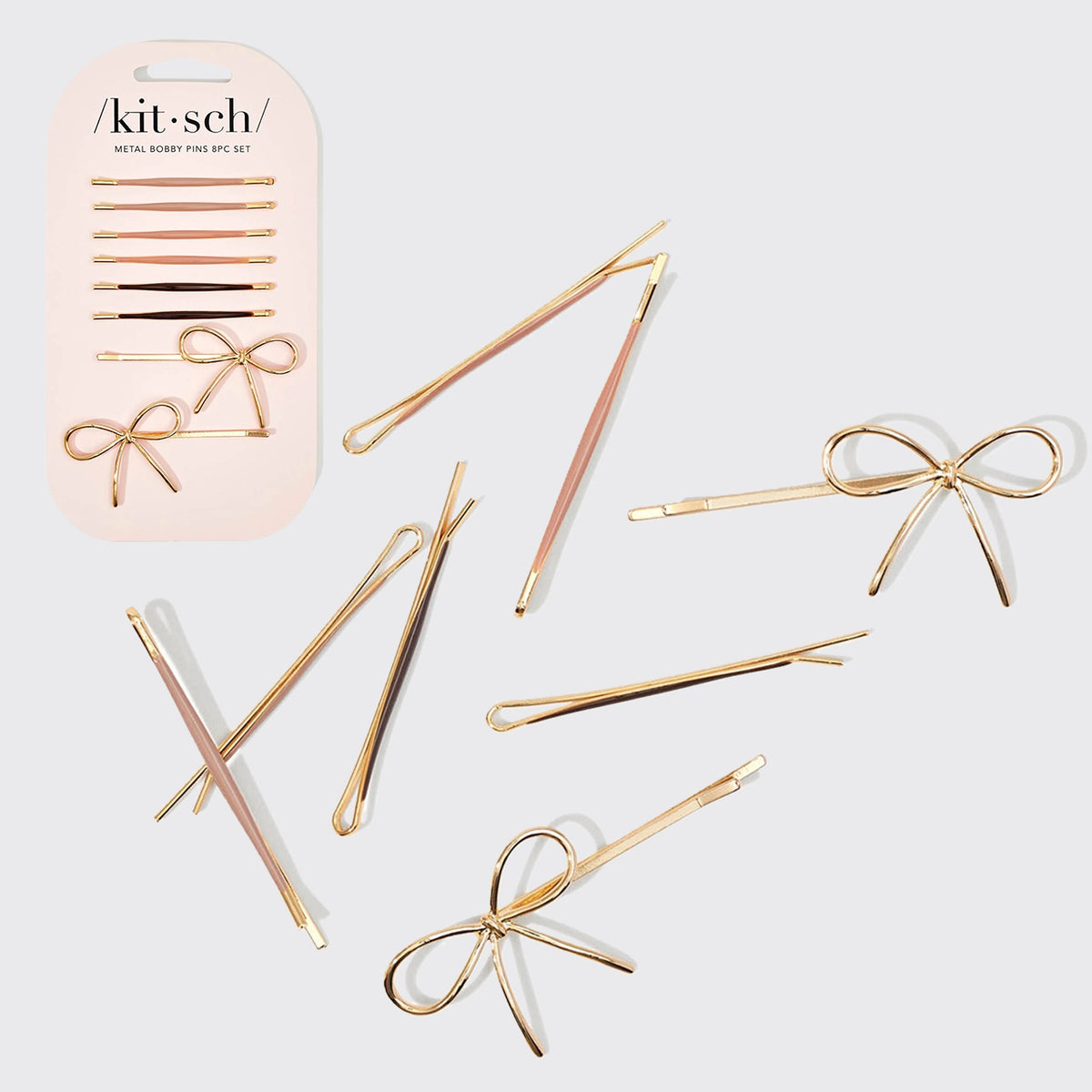 The Metal Enamel Cloud & Bow Bobby Pins 8pc Set