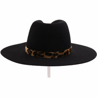 The Leopard Trim Wool Felt Brim Hat