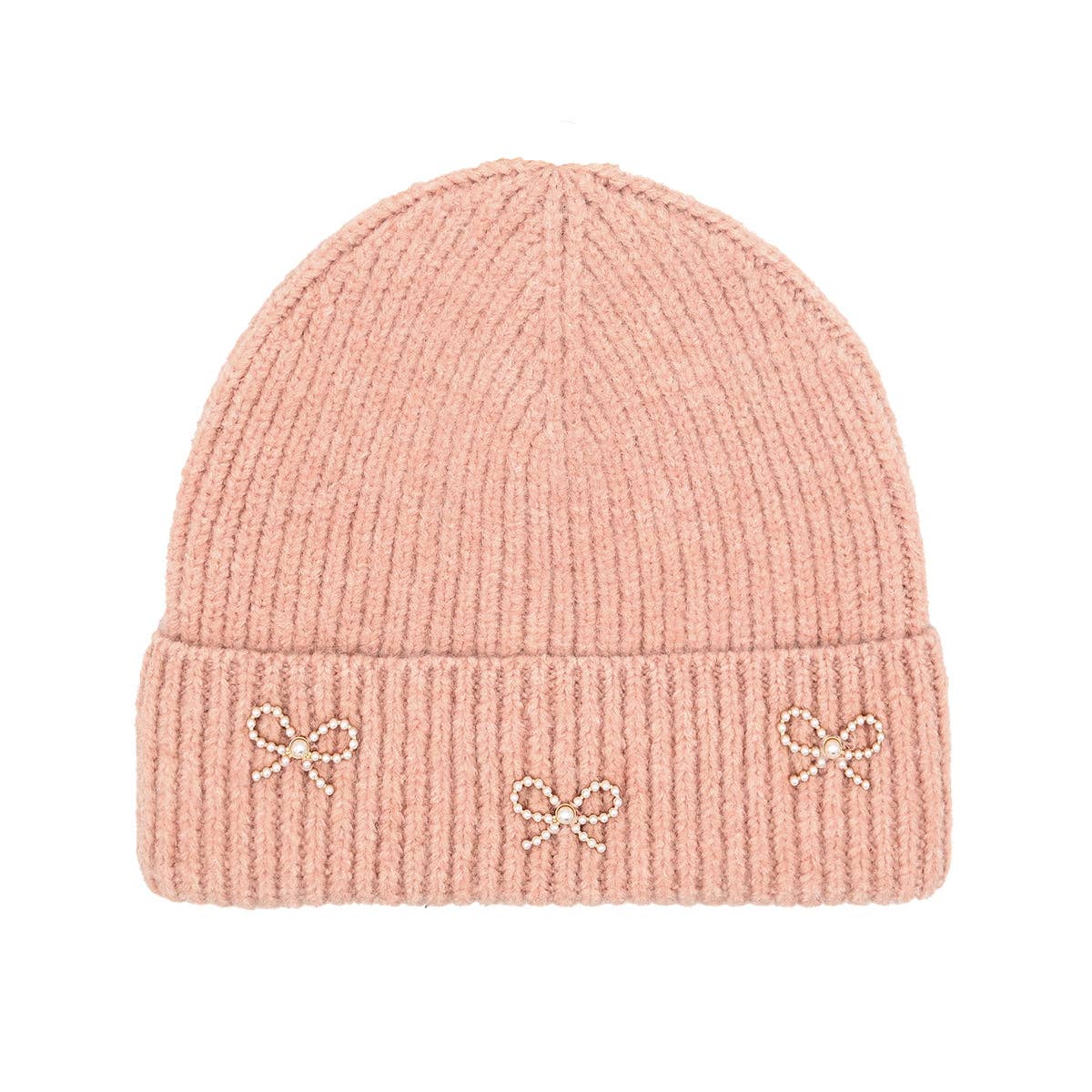 Pearl Bow Embellished Beanie