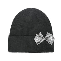 The Rhinestone Bow Cuff Beanie