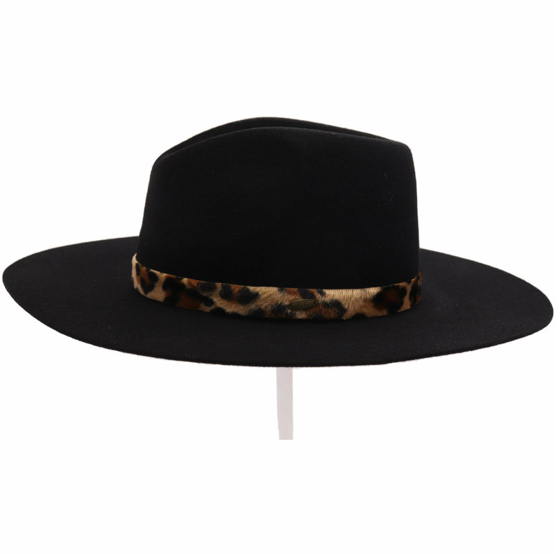 The Leopard Trim Wool Felt Brim Hat