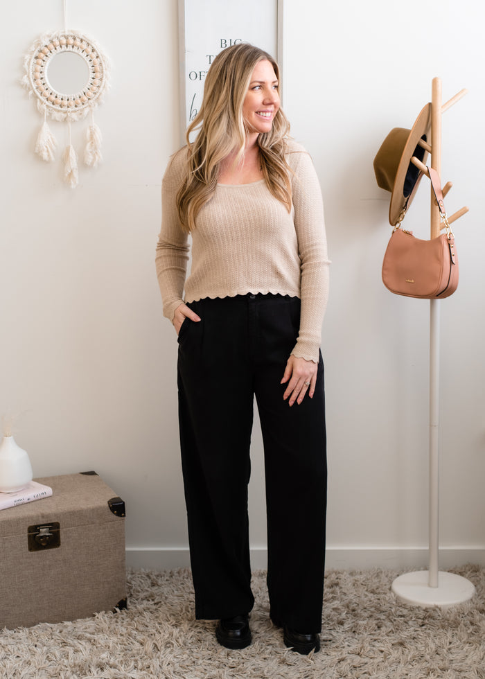 Cher Solid Raw Edge Flare Pants – Fem Haven Boutique