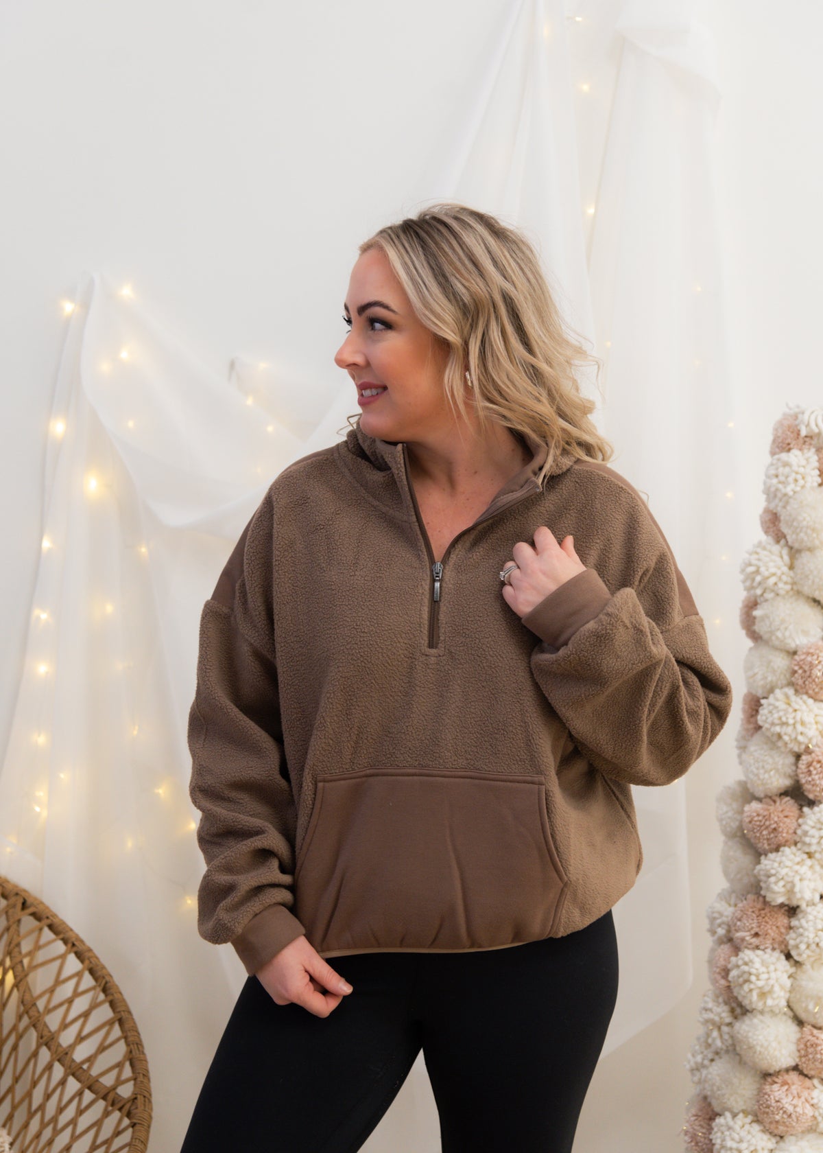 The Quinn Half Zip Sherpa Pullover