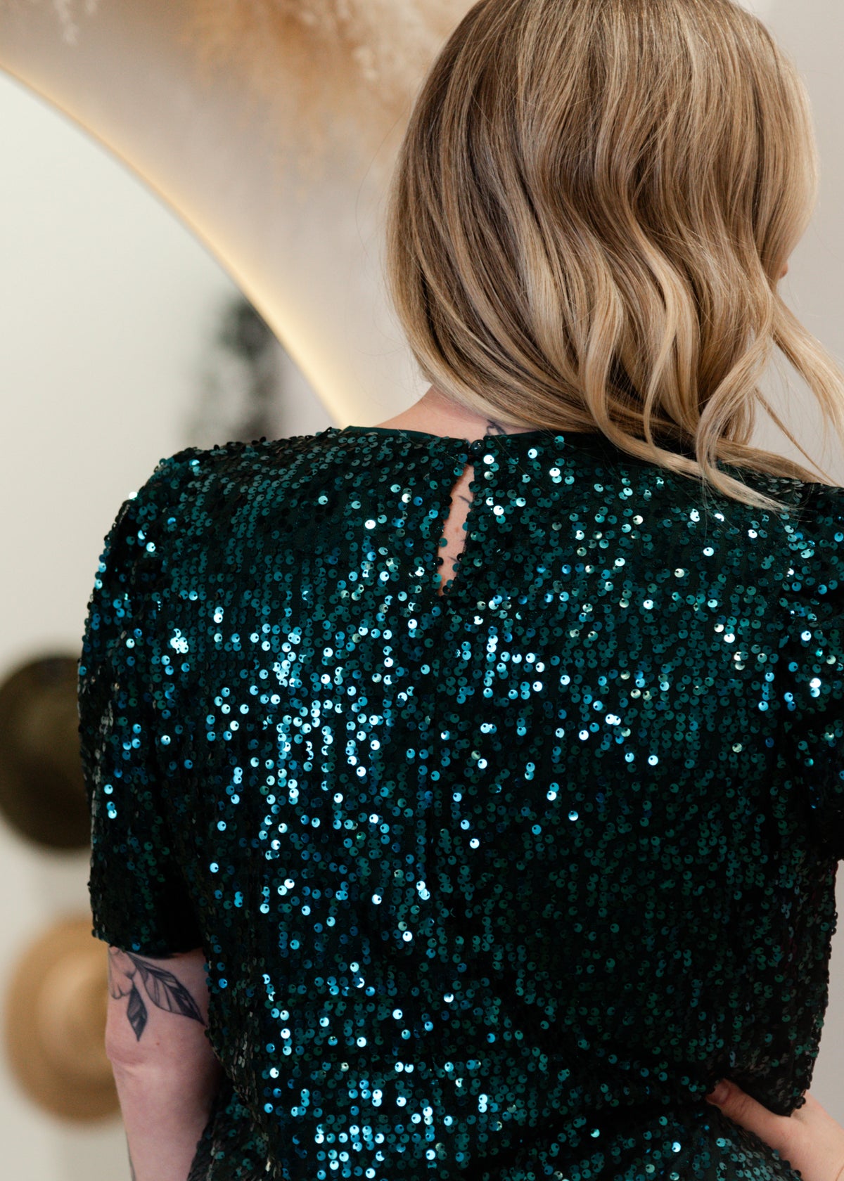 The Kimberly Short Puff Sleeve Sequin Dress