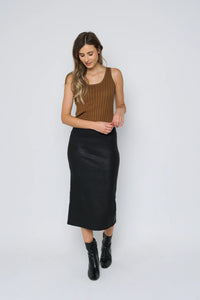 The Erin Faux Leather Midi Skirt