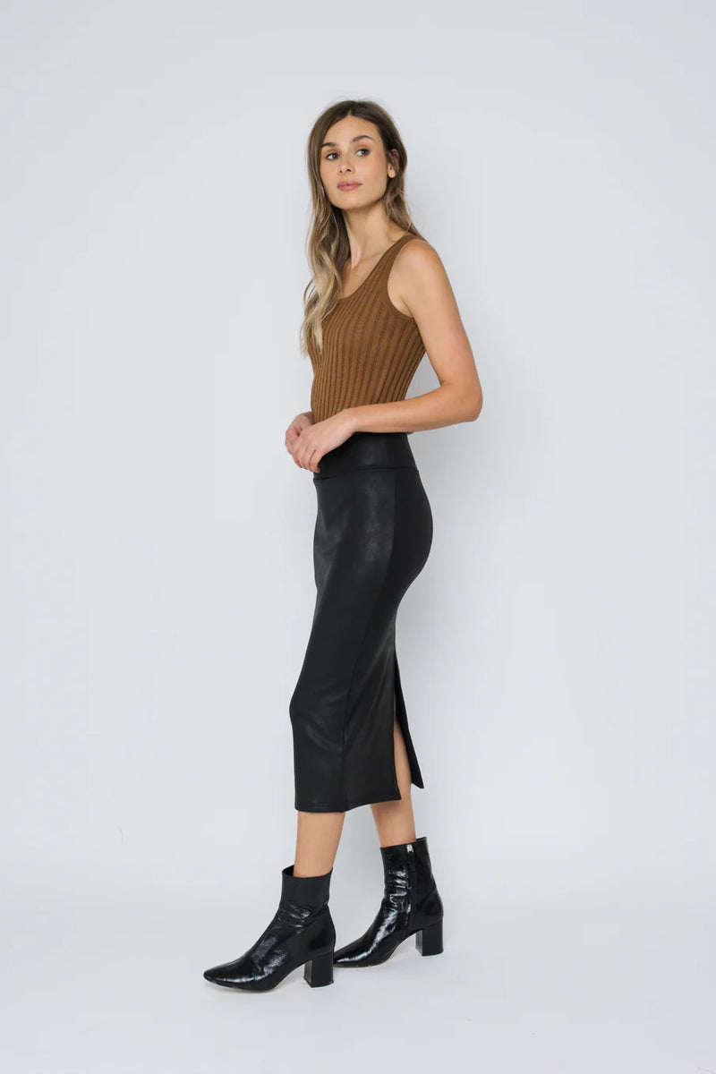 The Erin Faux Leather Midi Skirt