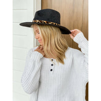 The Leopard Trim Wool Felt Brim Hat