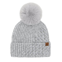 The Pearl Embellished Cable Knit Beanie